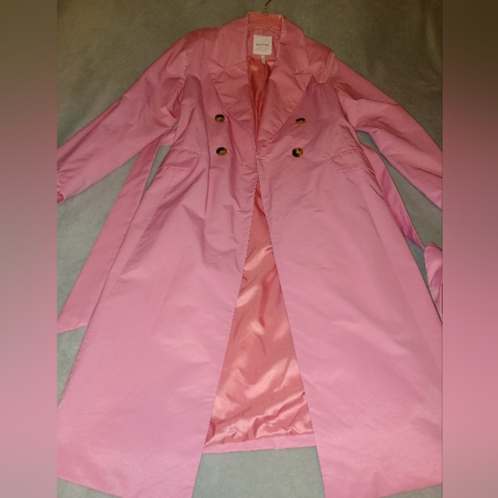 Avec Les Filles Bubblegum Pink Double-Breasted Trench Coat